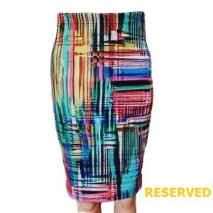 COPY - MILANO ABSTRACT COLORFUL PENCIL SKIRT ELASTIC WAIST BAND SKIRT SIZE S NW…